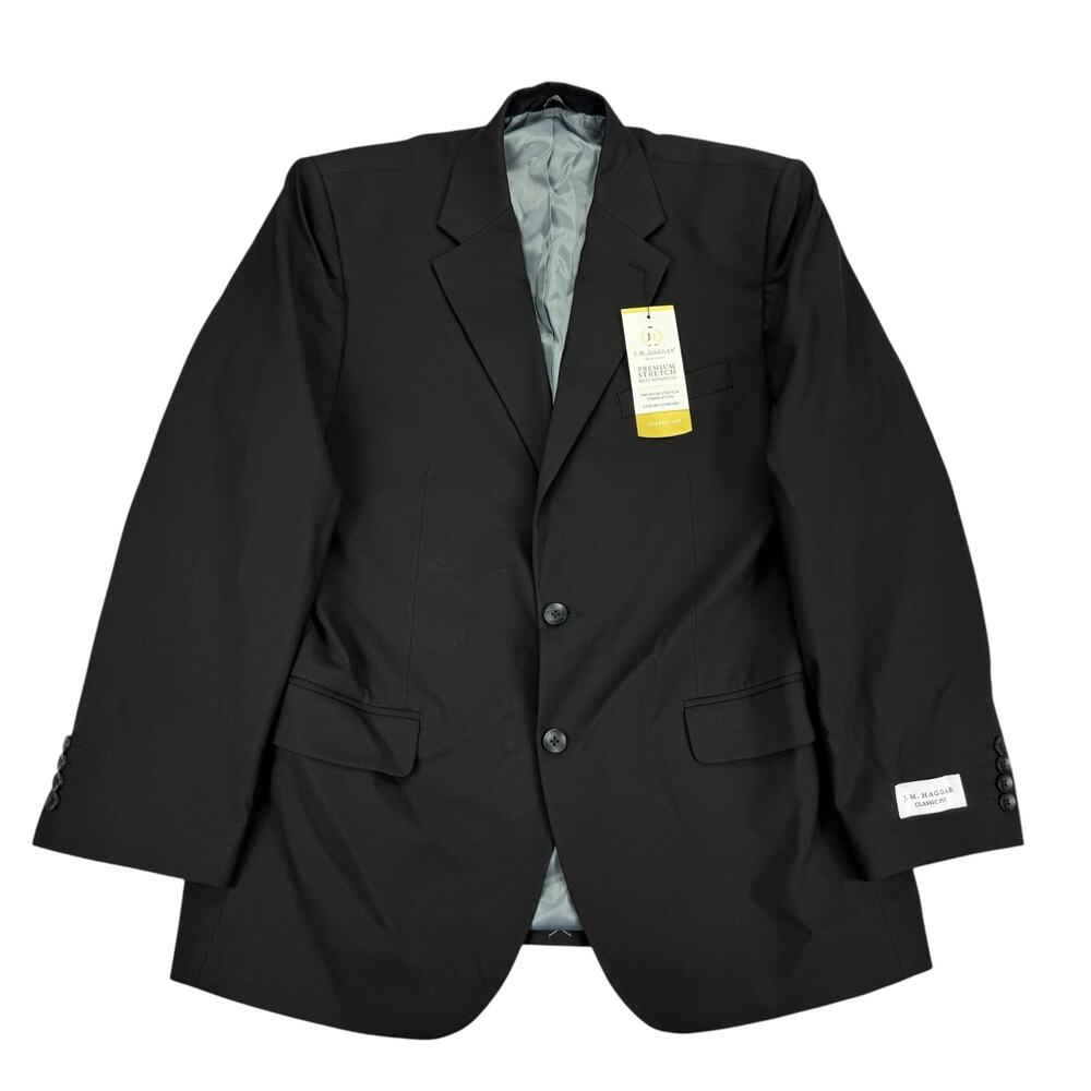Haggar Mens Premium Stretch Classic Fit Suit Jacket Black 44R